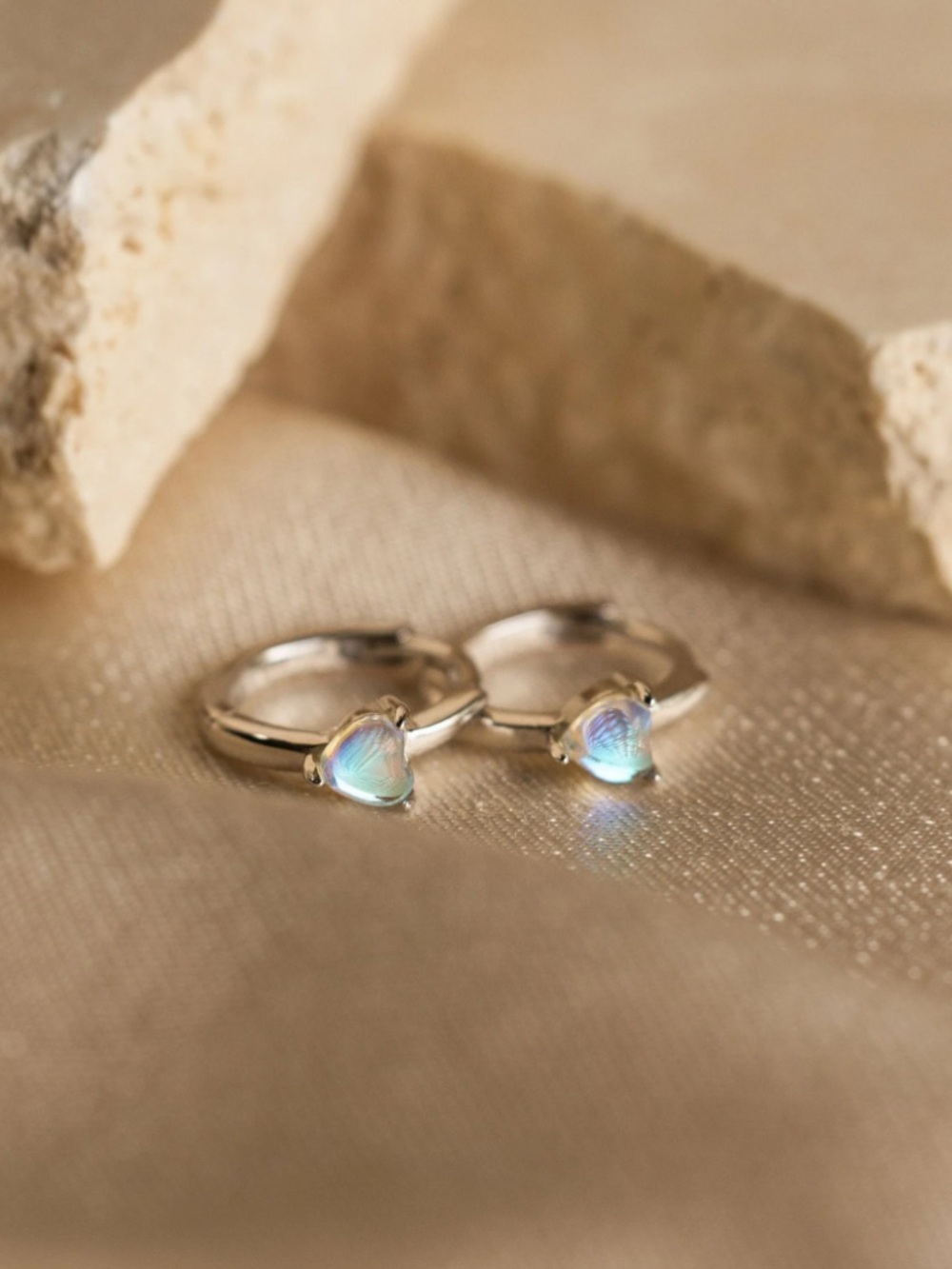 Moonstone heart Huggies